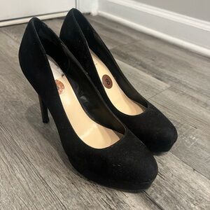 Nine West black suede platform heels